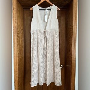 Valentina Naldi Linen Vest Duster Beach Cover-Up, Made in Italy, Oat